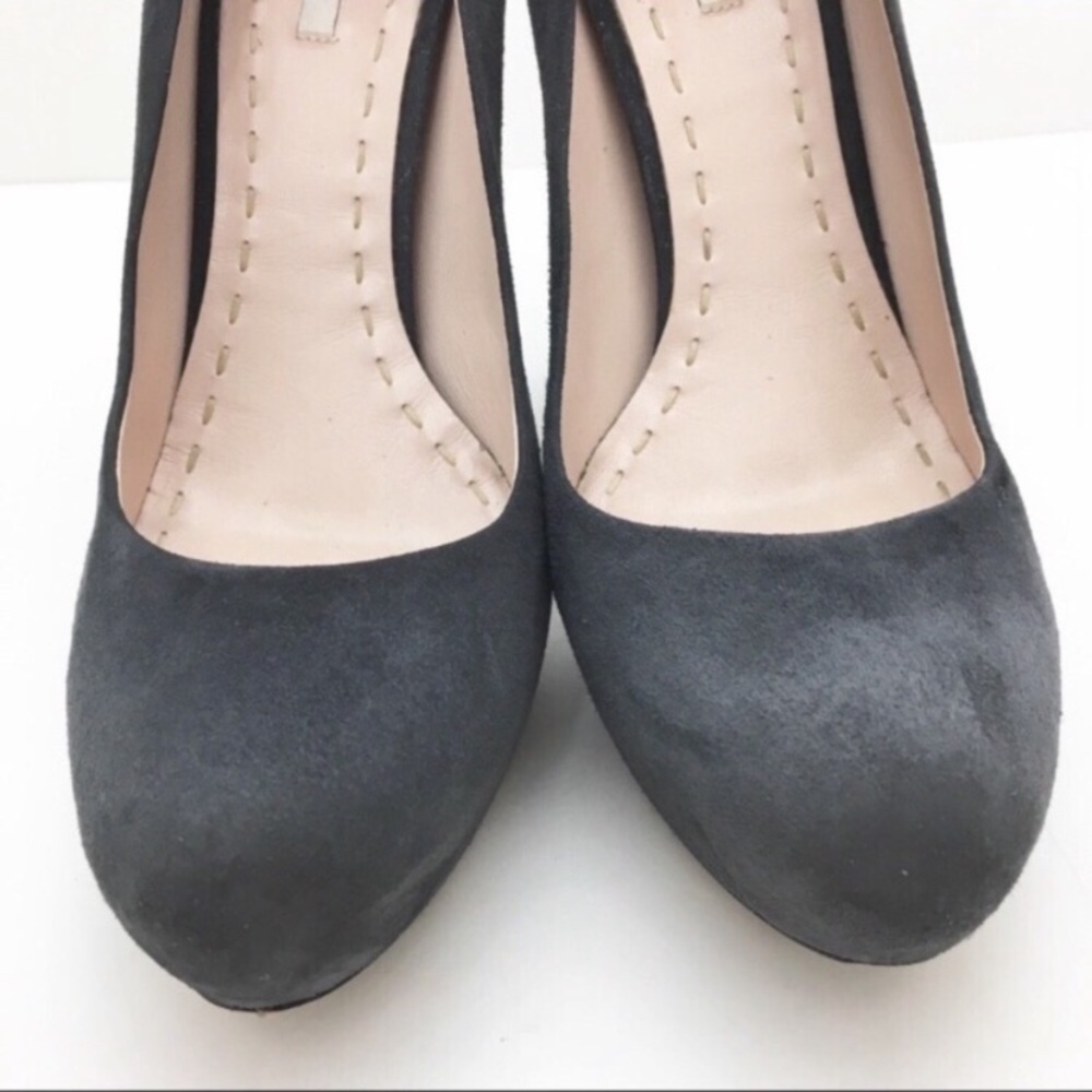 Miu Miu Suede Platform Pumps Heel In Charcoal Gray - image 3